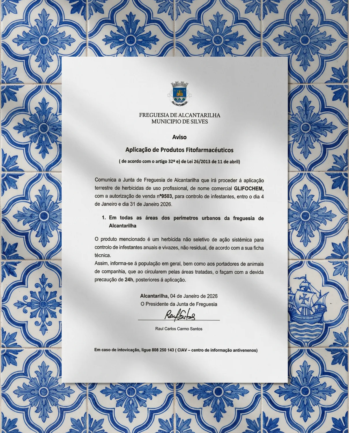 Aviso à população